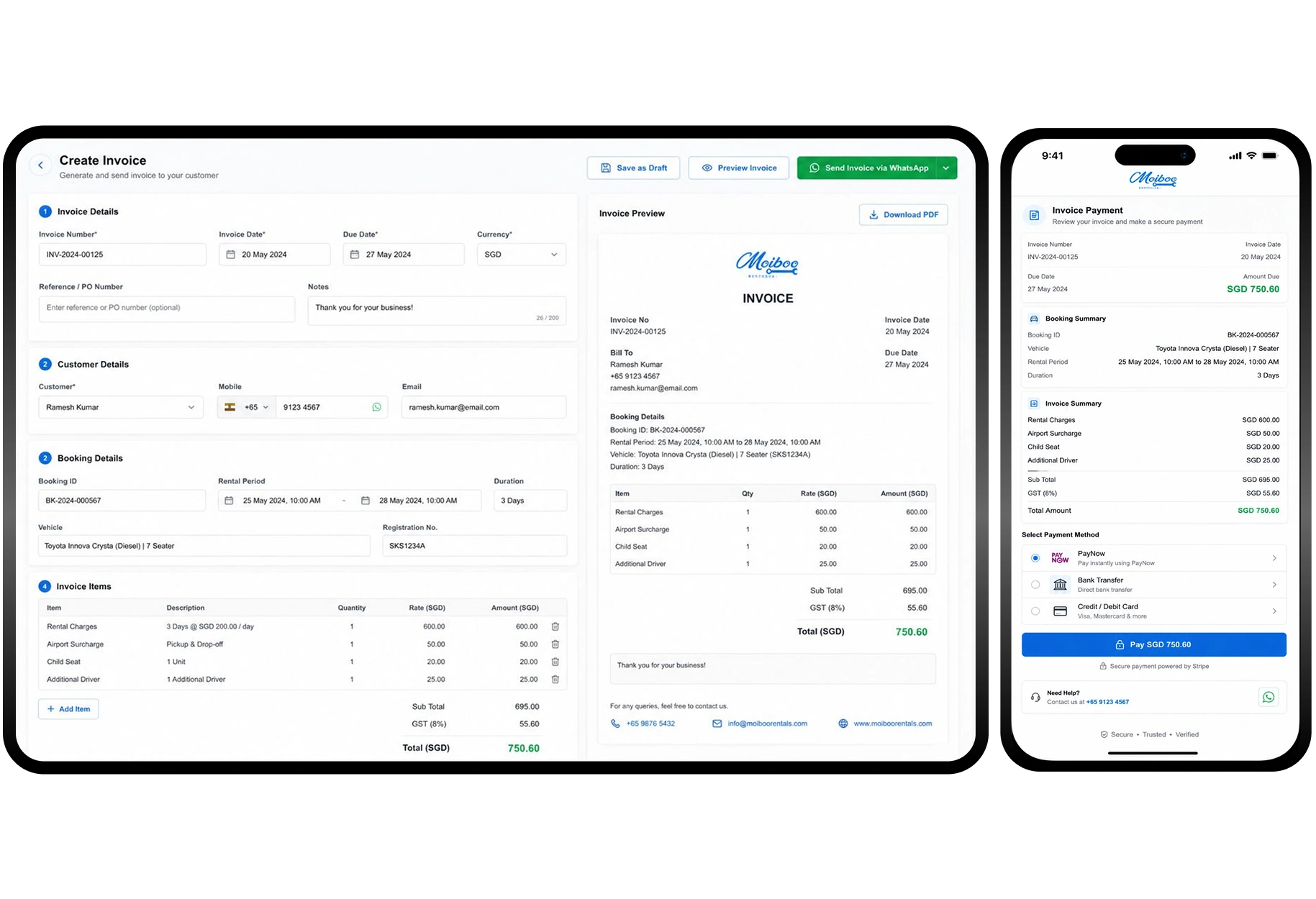 Invoicing & Credit Notes — created automatically from agreement changes