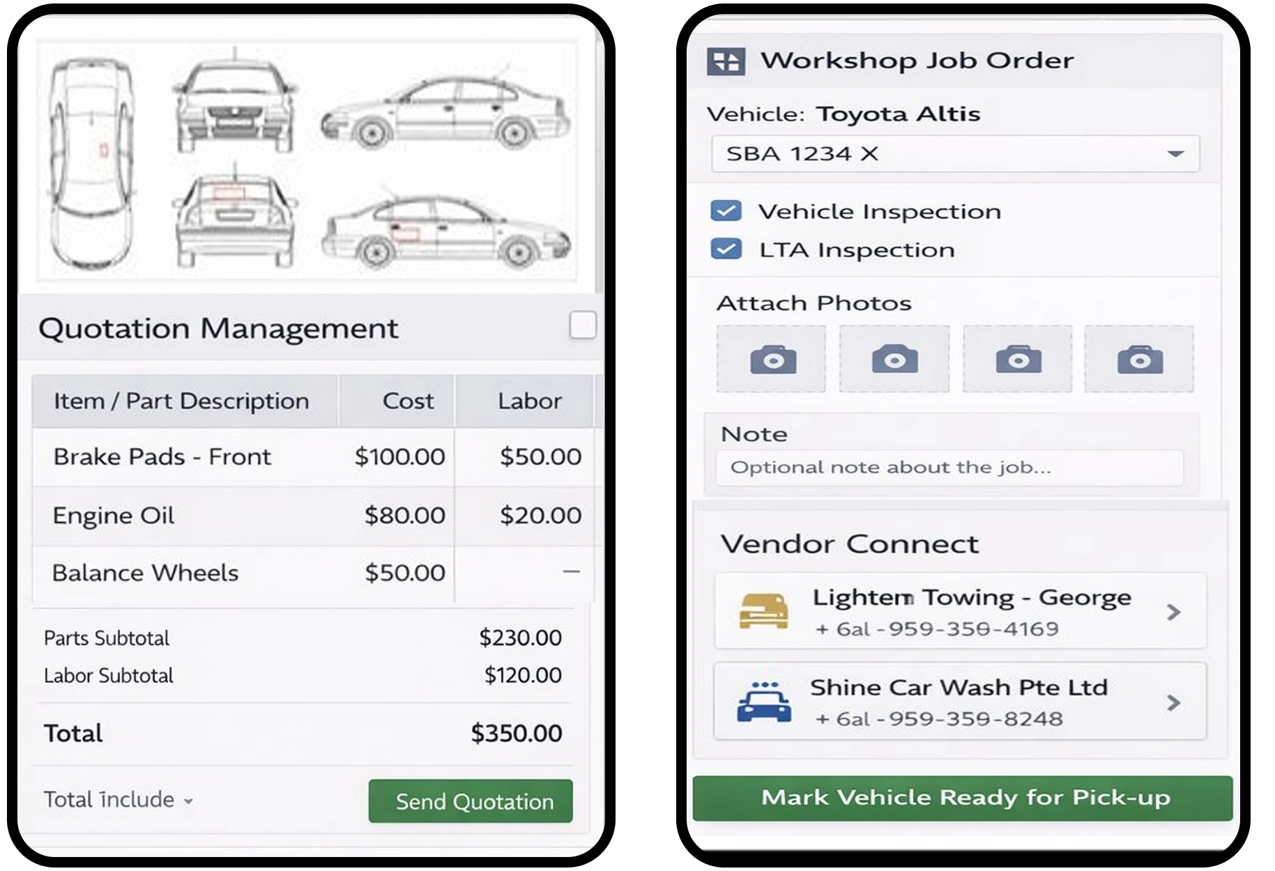 Workshop Vendor — given an app to submit the quote